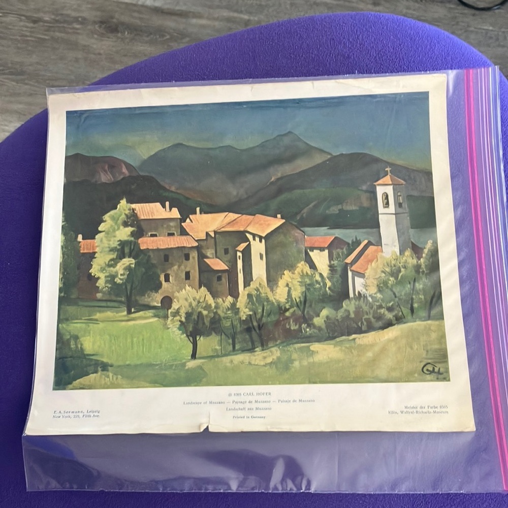 Vintage print 8385 Carl Hofer Landscape of Muzzano Germany E A Seemann